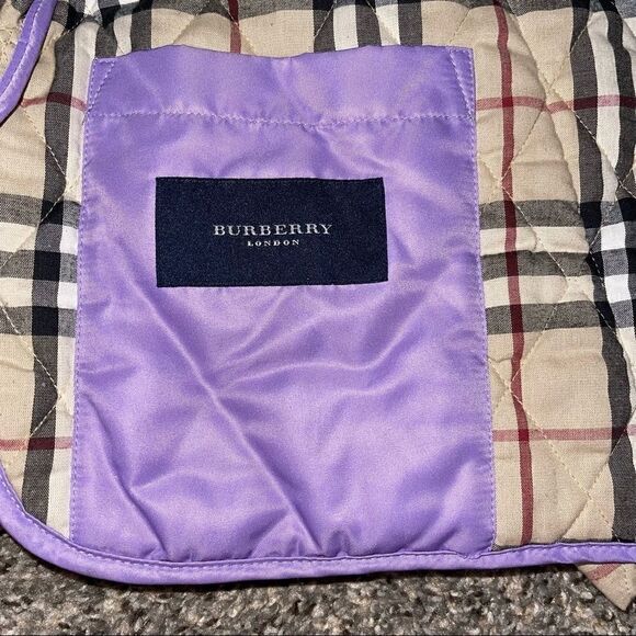 SOLD Burberry Diamond Quilt Jacket Authentic Purple Size Large Mint Condition - Picture 9 of 16